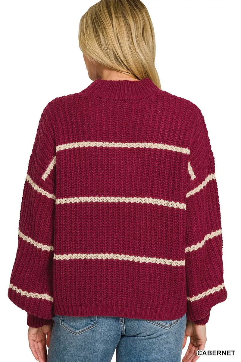 Zenana Oversize Striped Sweater