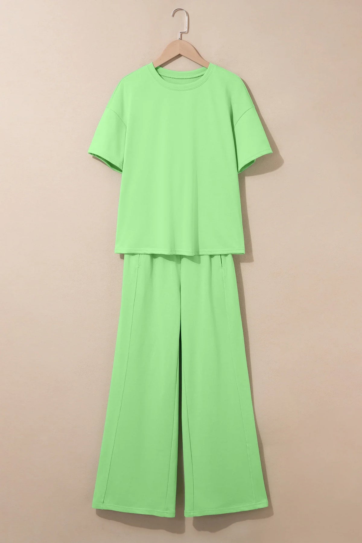 Solid Oversize Tee & Wide Leg Pants Set