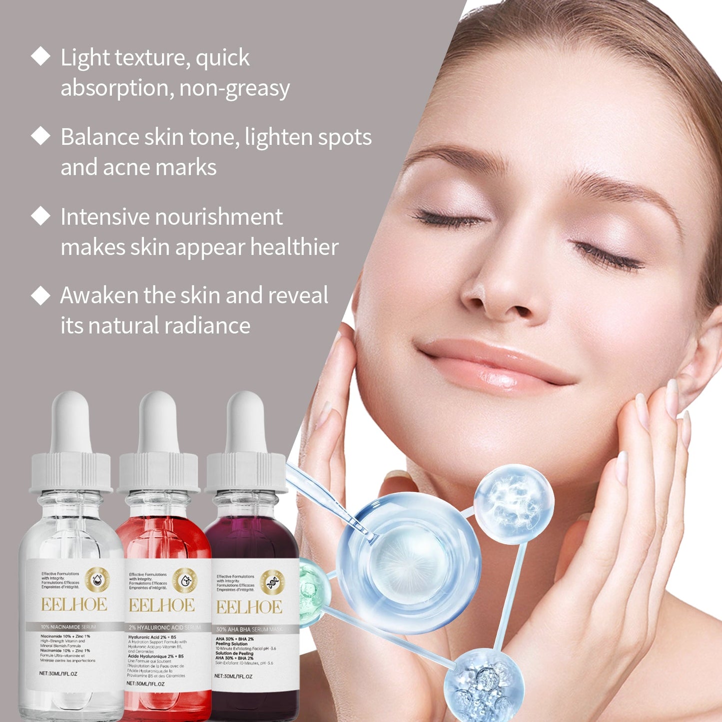 Acne Set Facial Cleansing Acne Repair Skin Whitening Acne Print Essence Mask Set