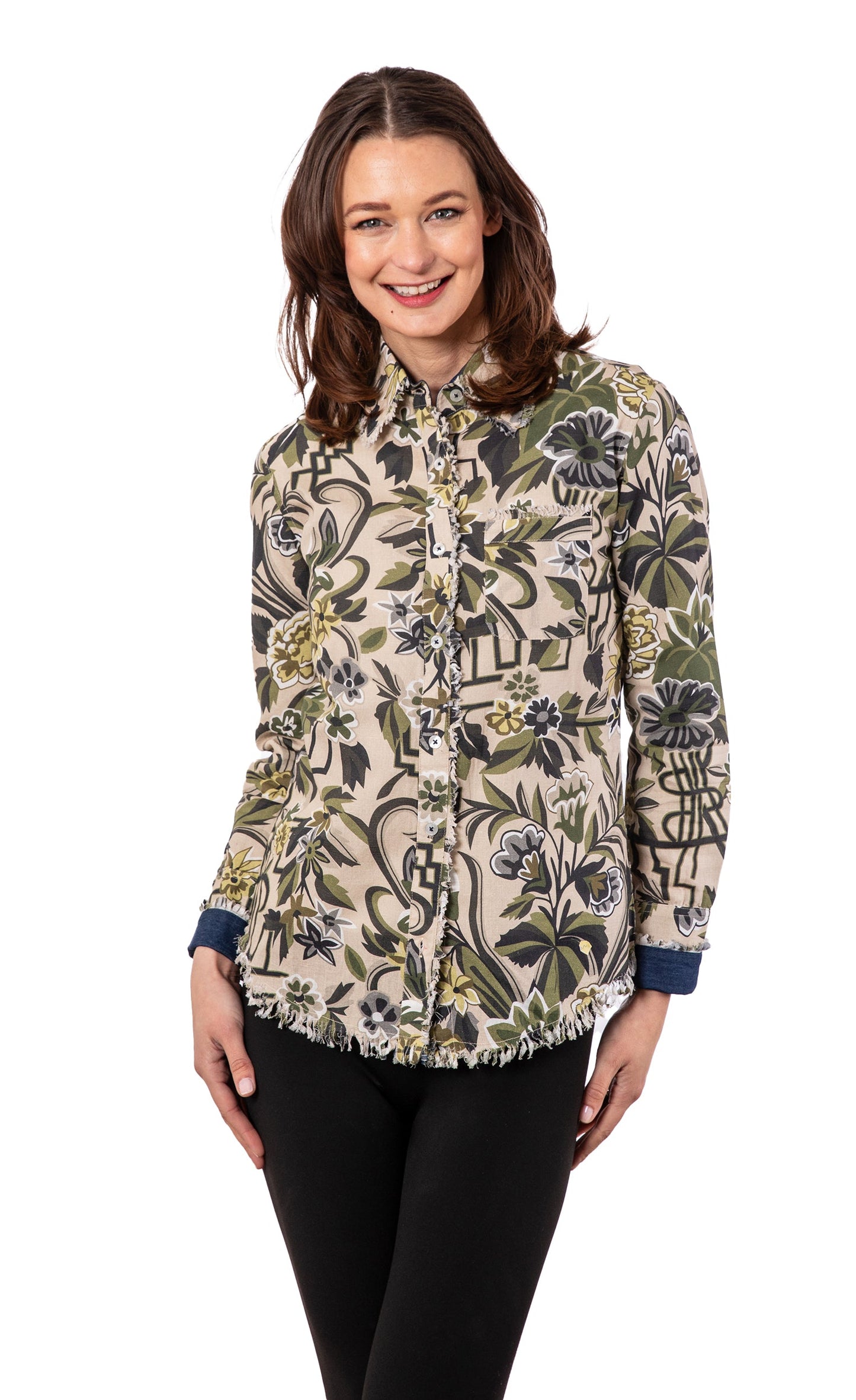 Cape Cod Tunic Neutral Tapestry Print Cotton Linen