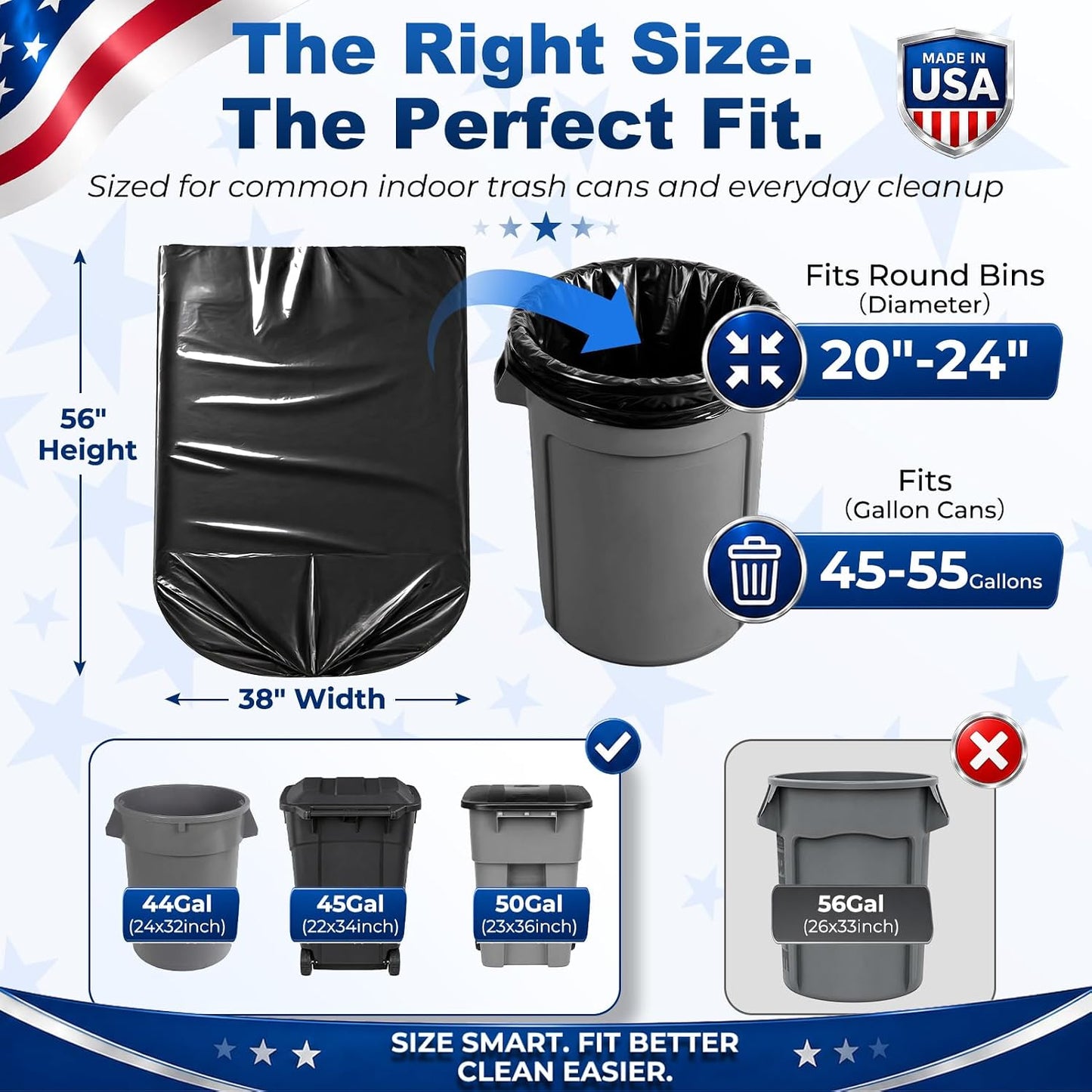 55-60 Gallon Trash Bags 1.2Mil 50 Count Wholesale