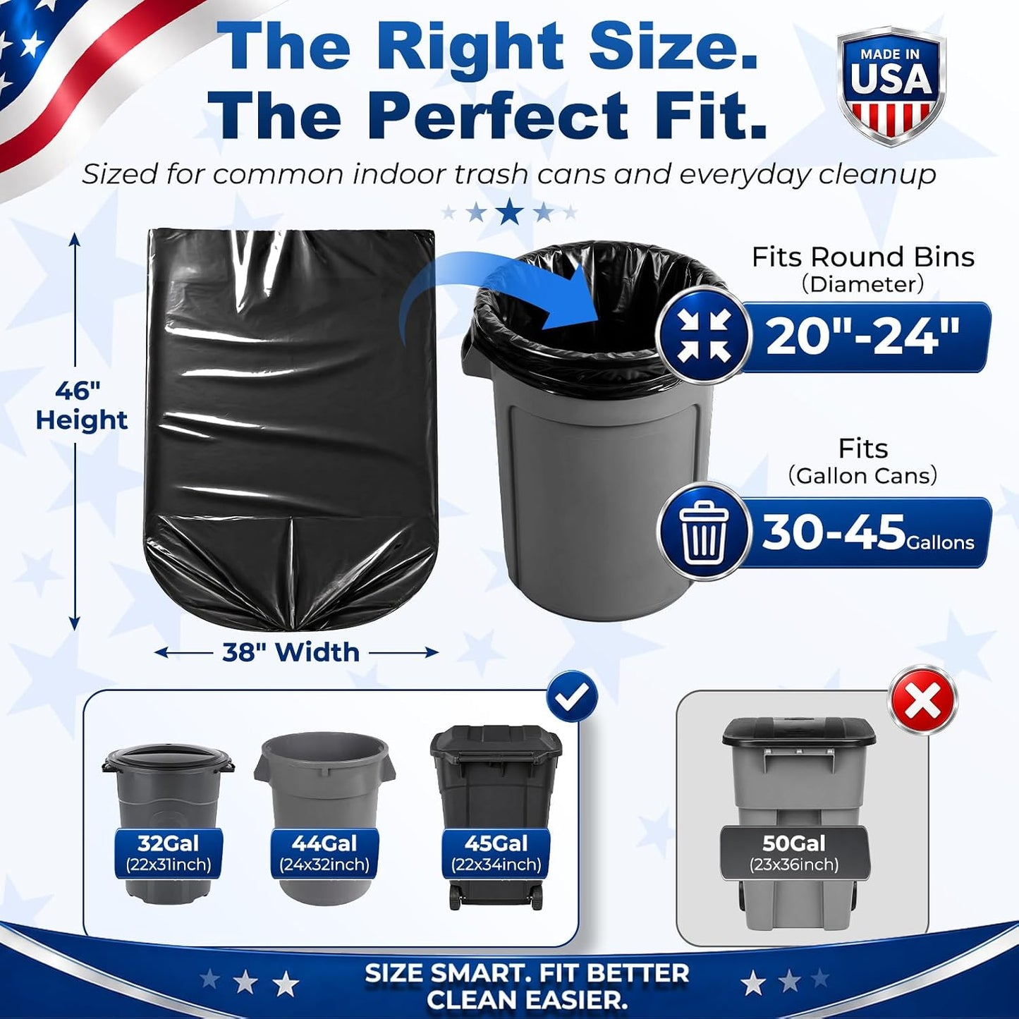 40-45 Gallon Trash Bags 1.2Mil 100 Count Wholesale
