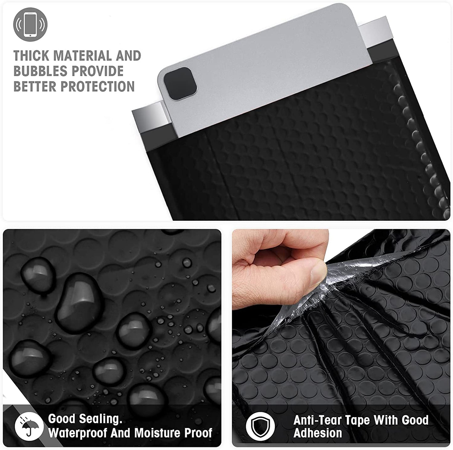 9.5x14.5 Bubble-Mailer Padded Envelope | Black