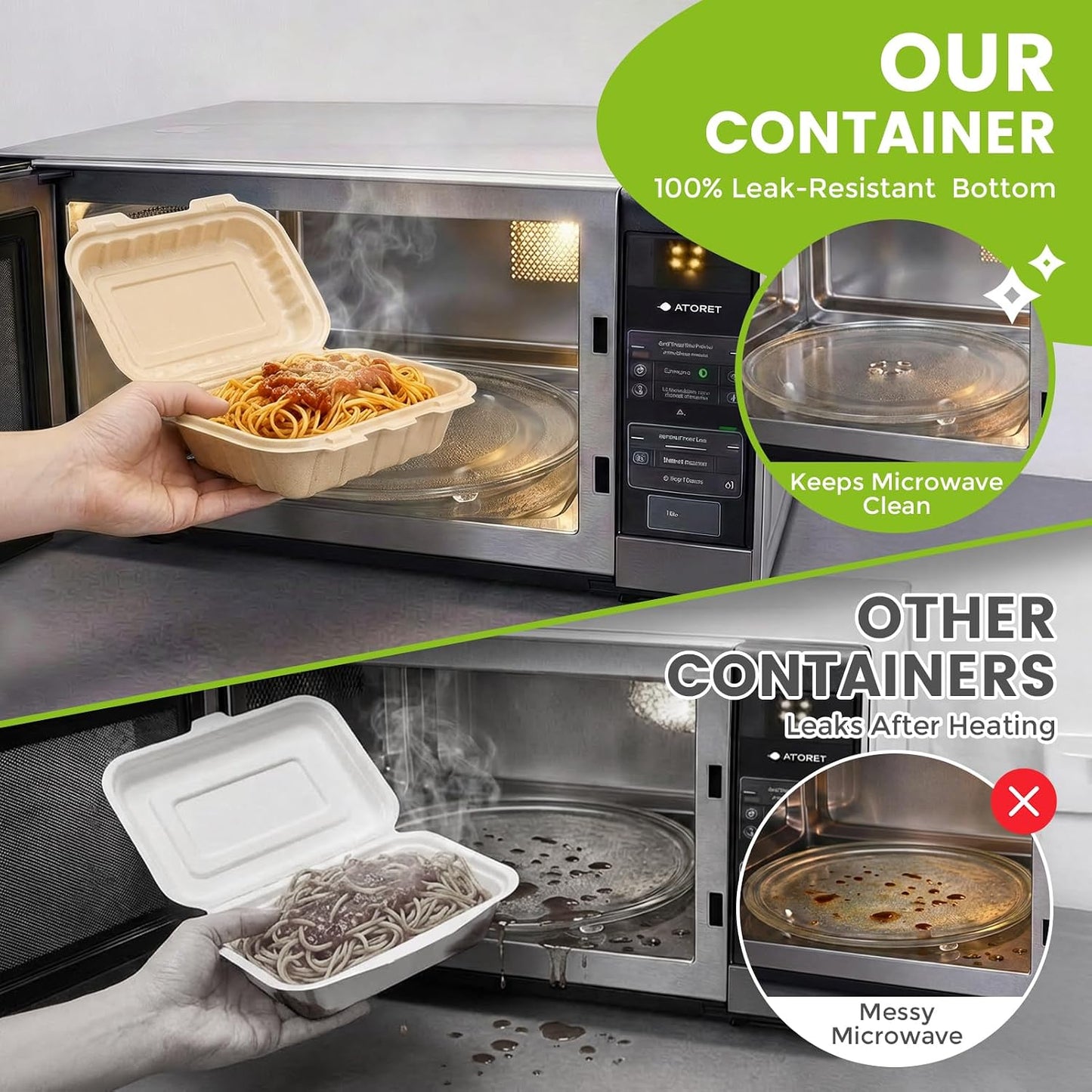 300 Pack 26OZ Cornstarch Clamshell Meal Prep Containers Wholesale