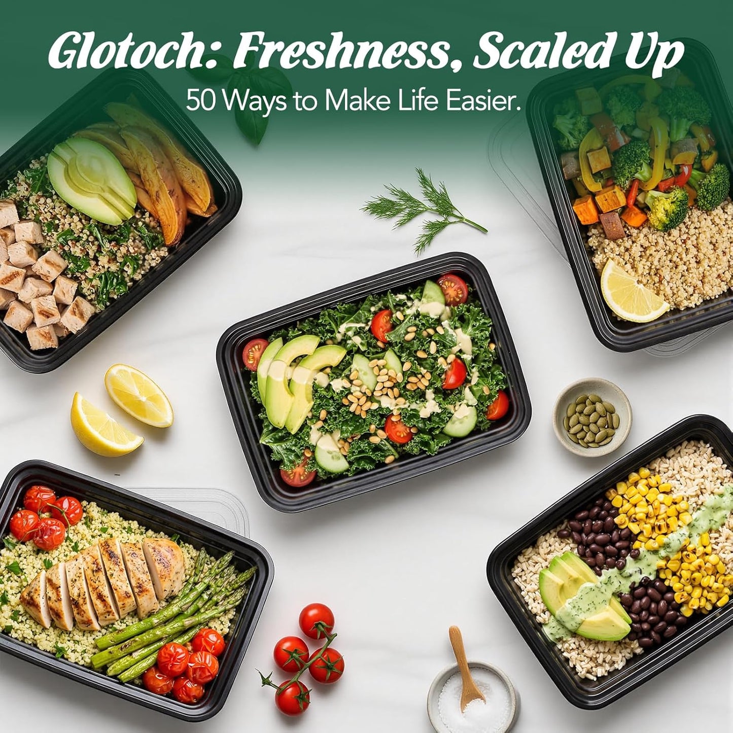 50 Pack 32OZ Meal Prep Containers Wholesale
