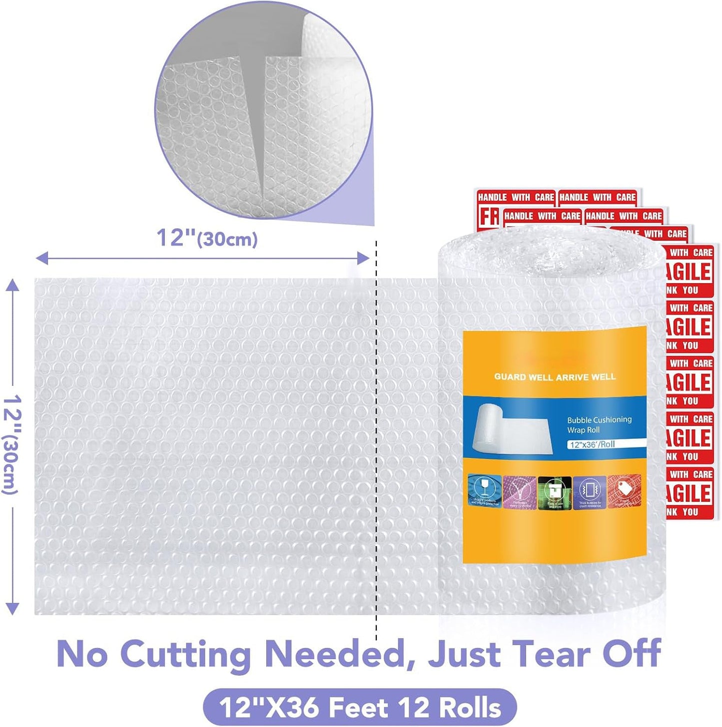 12 Inchx36ft Total Bubble Cushioning Wrap for Packing | 12 Pack Wholesale