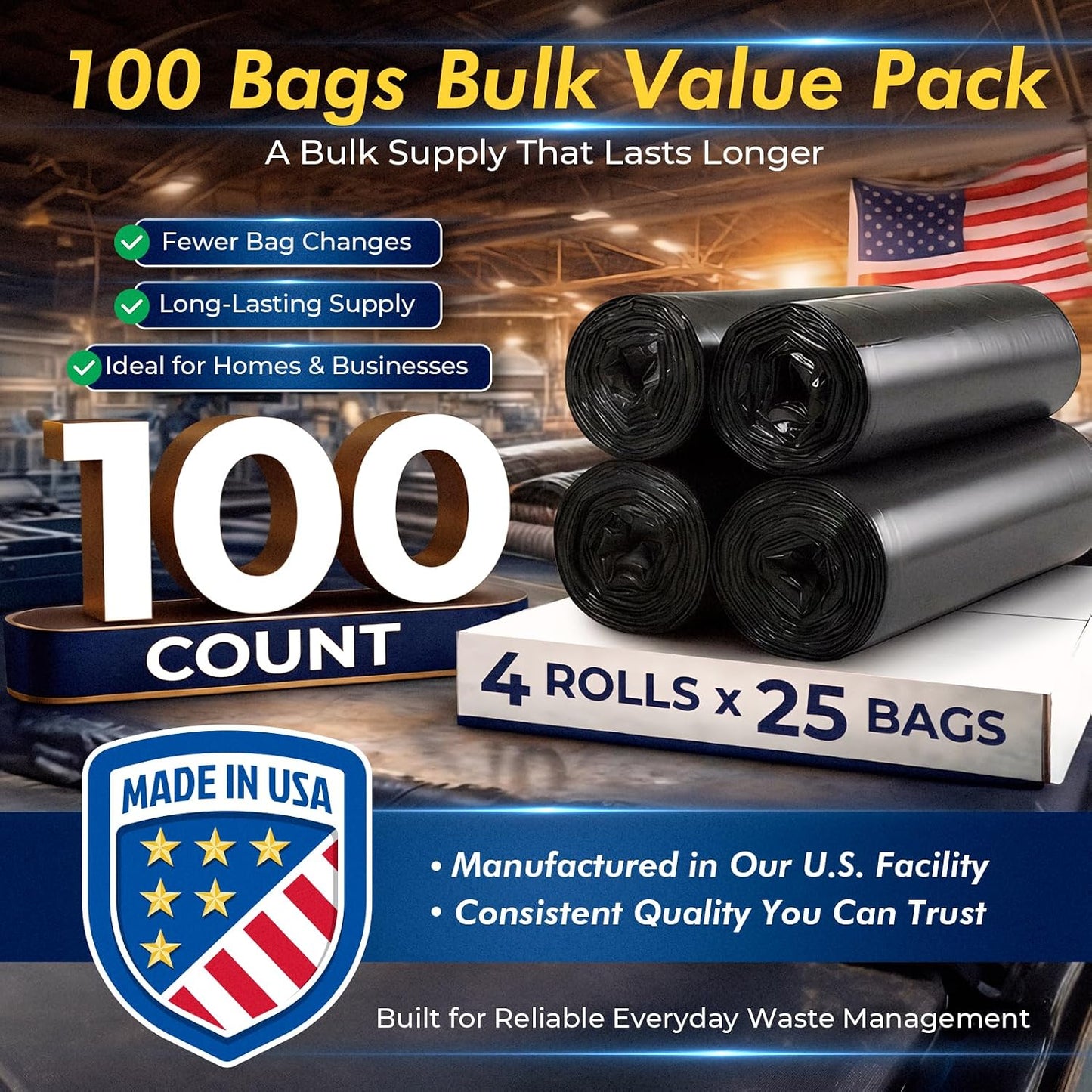 30-33 Gallon Trash Bags 1.2Mil 100 Count Wholesale