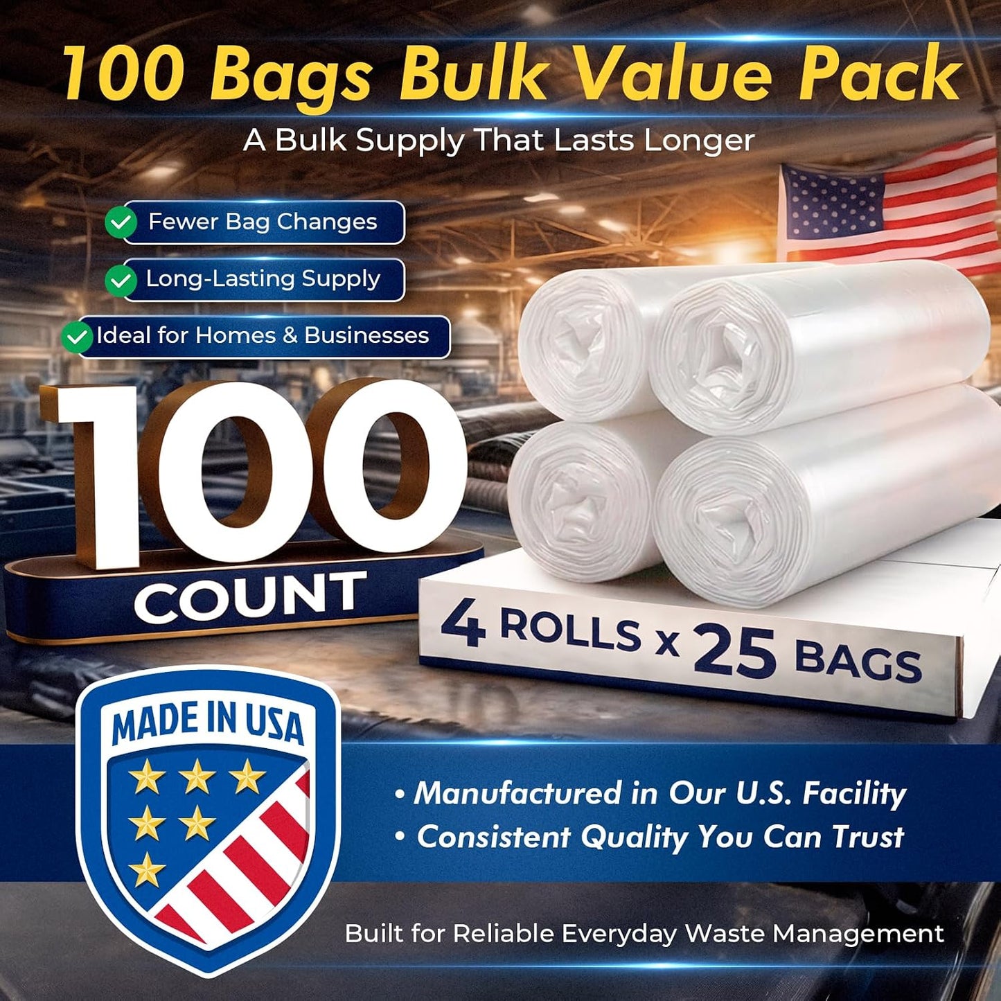 30-33 Gallon Trash Bags 1Mil 100 Count Wholesale