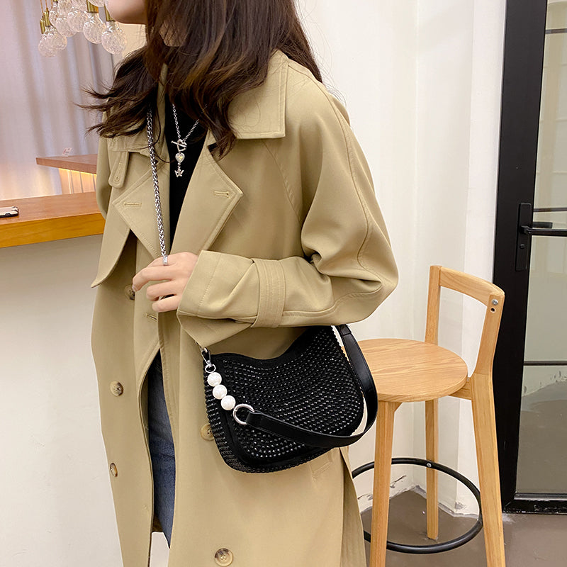 Diamonds Luxury Women Bags Designer Handbags Pearl Totes Chains Crossbody Bags For Women 2022 Messenger Shoulder Bag Bling Purse