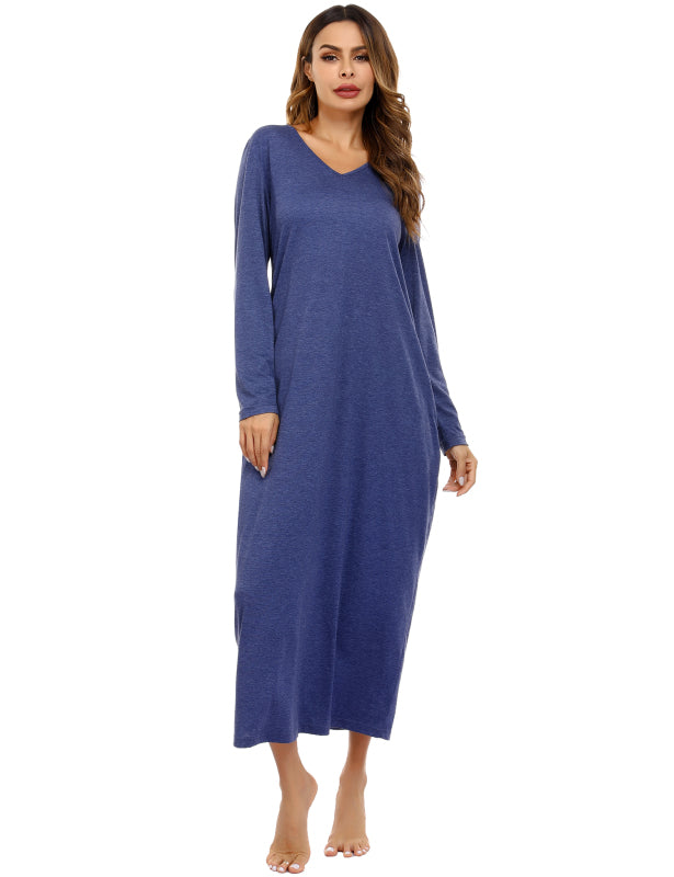 Ladies V-Neck Long Sleeve Nightdress