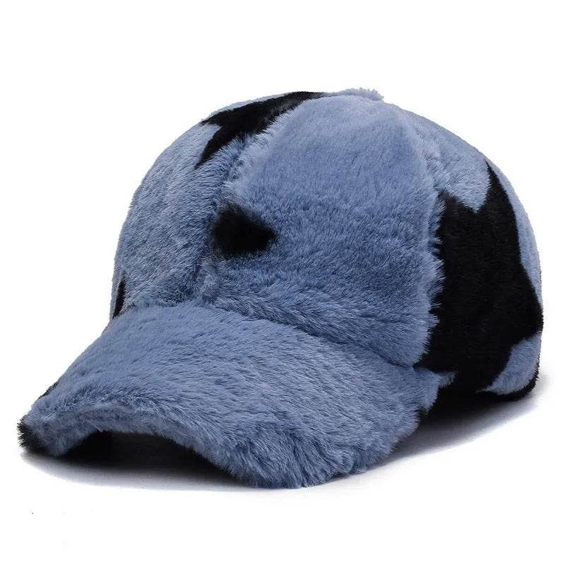 Leopard Print Fleece Baseball Cap - Winter Style