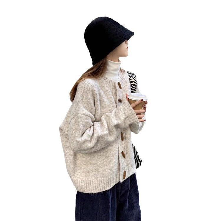 Idle Style Knitted Cardigan Outerwear Top