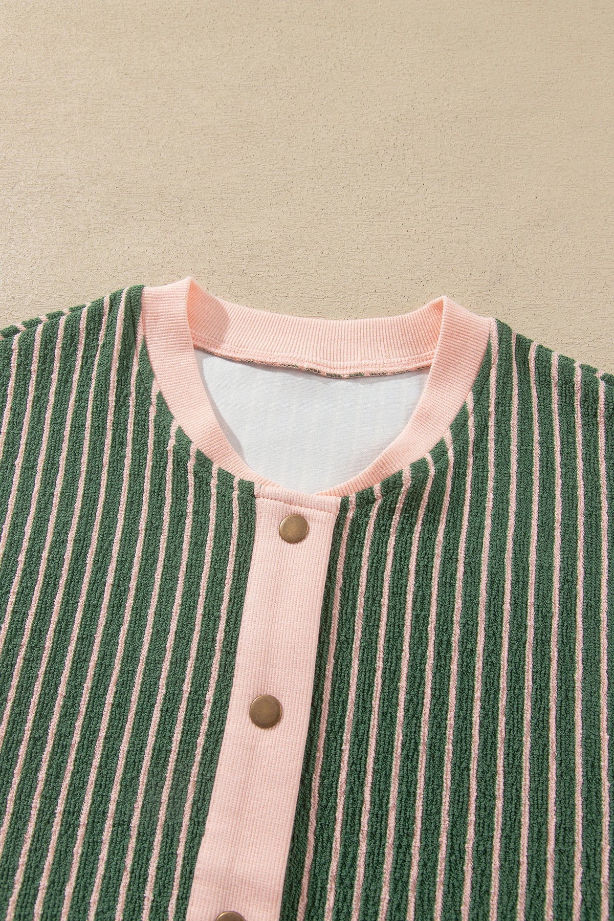 Stripe Contrast Trim Buttoned V-Neck Cardigan