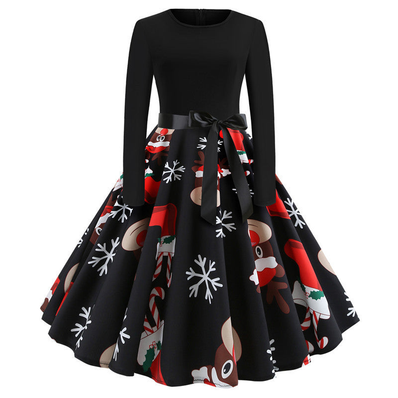 Christmas Retro Performance A- Line Dress Women's Clothing