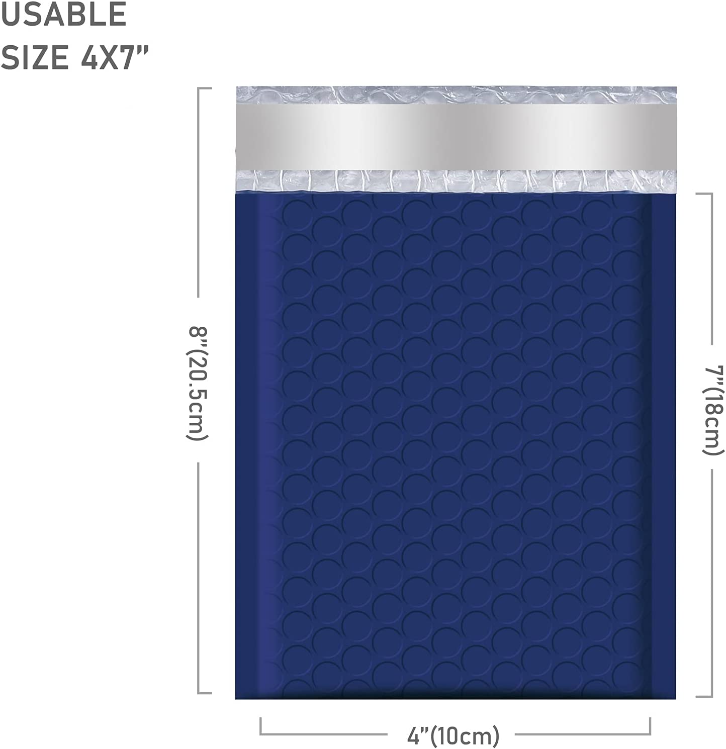 4x8 Bubble Mailer Padded Envelope  #000 | Usable Size 4x7" | Navy Blue