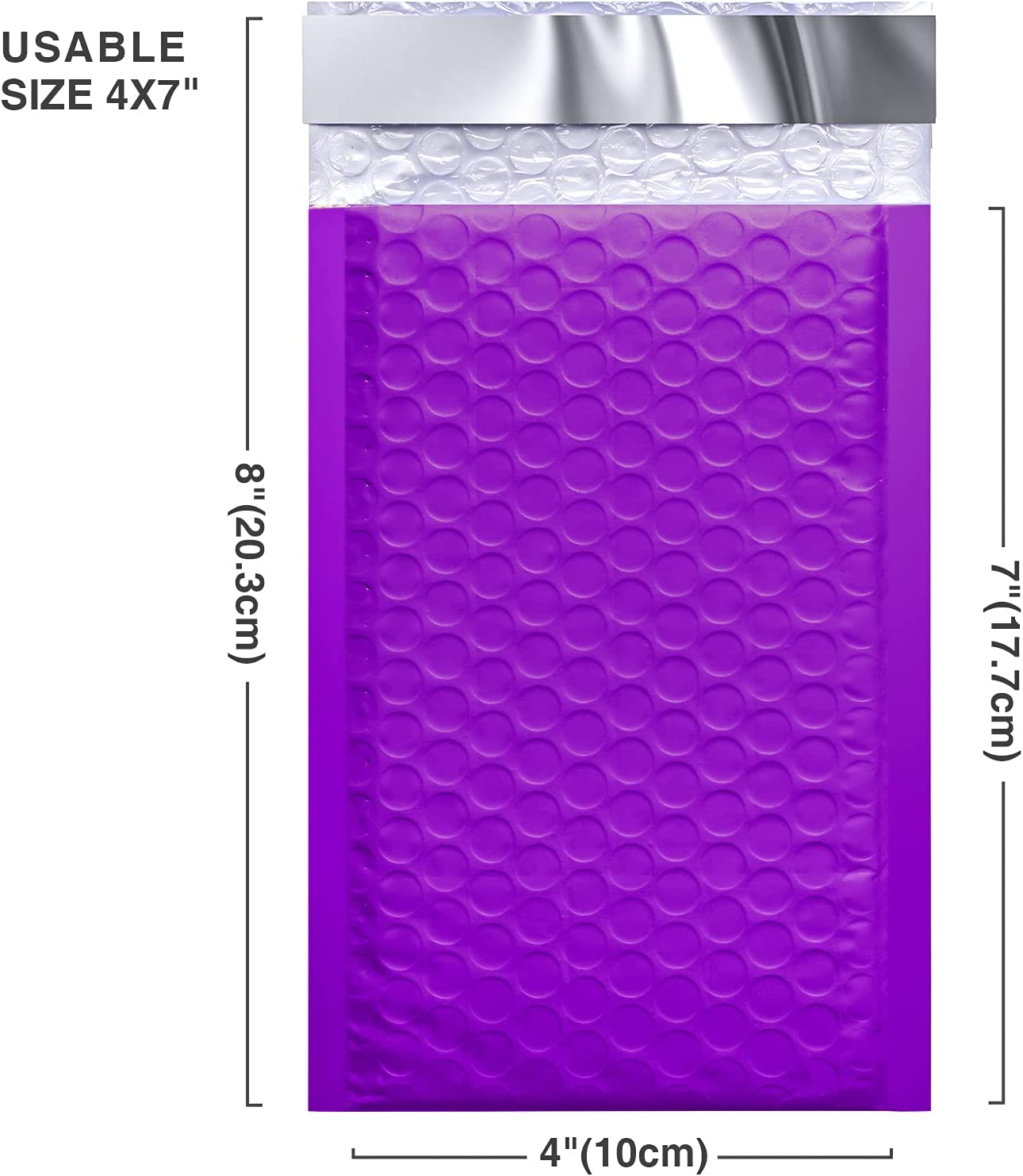 4x8 Bubble Mailer Padded Envelope  #000 | Usable Size 4x7"| Purple