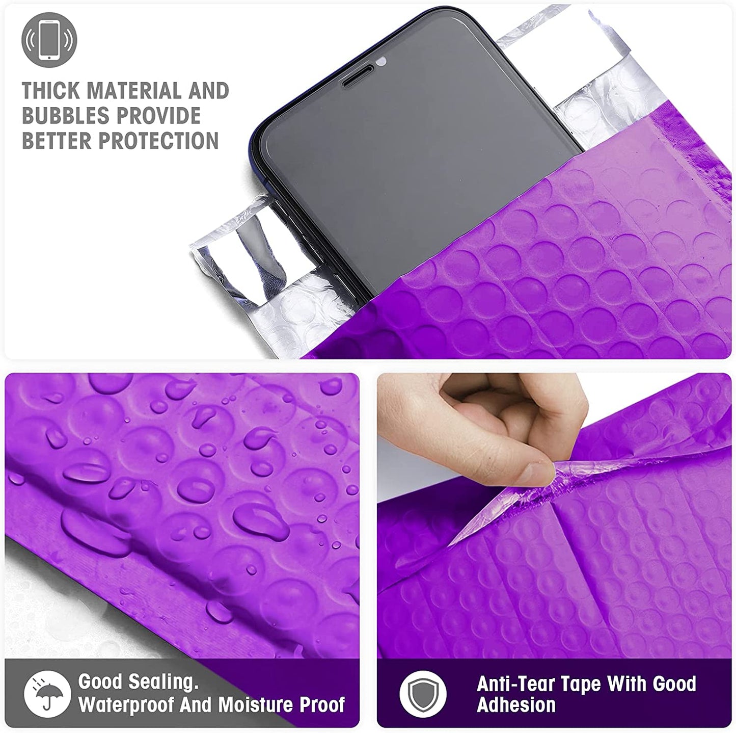 4x8 Bubble Mailer Padded Envelope  #000 | Usable Size 4x7"| Purple