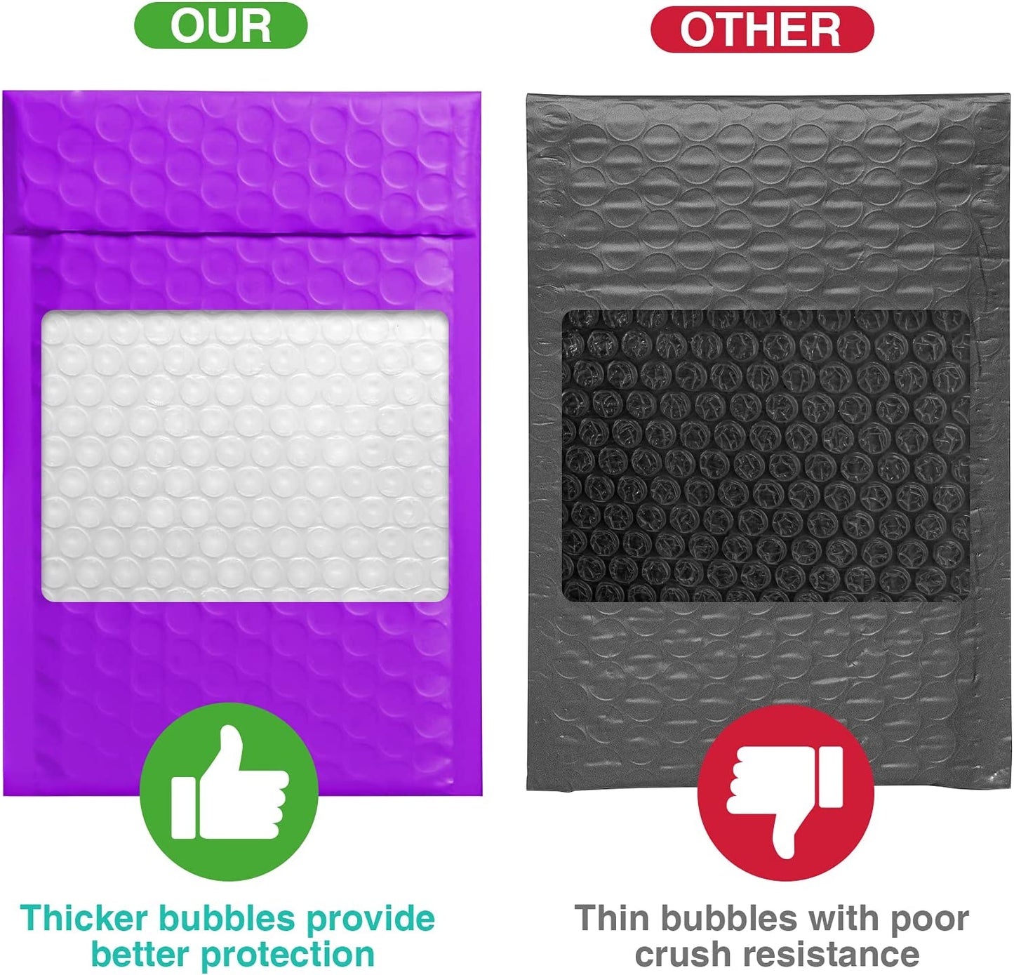 4x8 Bubble Mailer Padded Envelope  #000 | Usable Size 4x7"| Purple