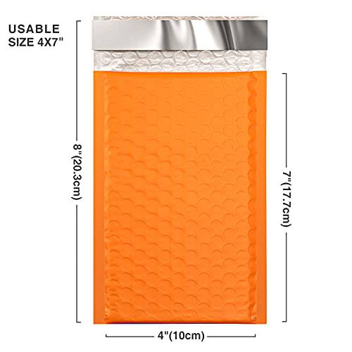 4x8 Bubble Mailer Padded Envelope  #000 | Usable Size 4x7"| Orange