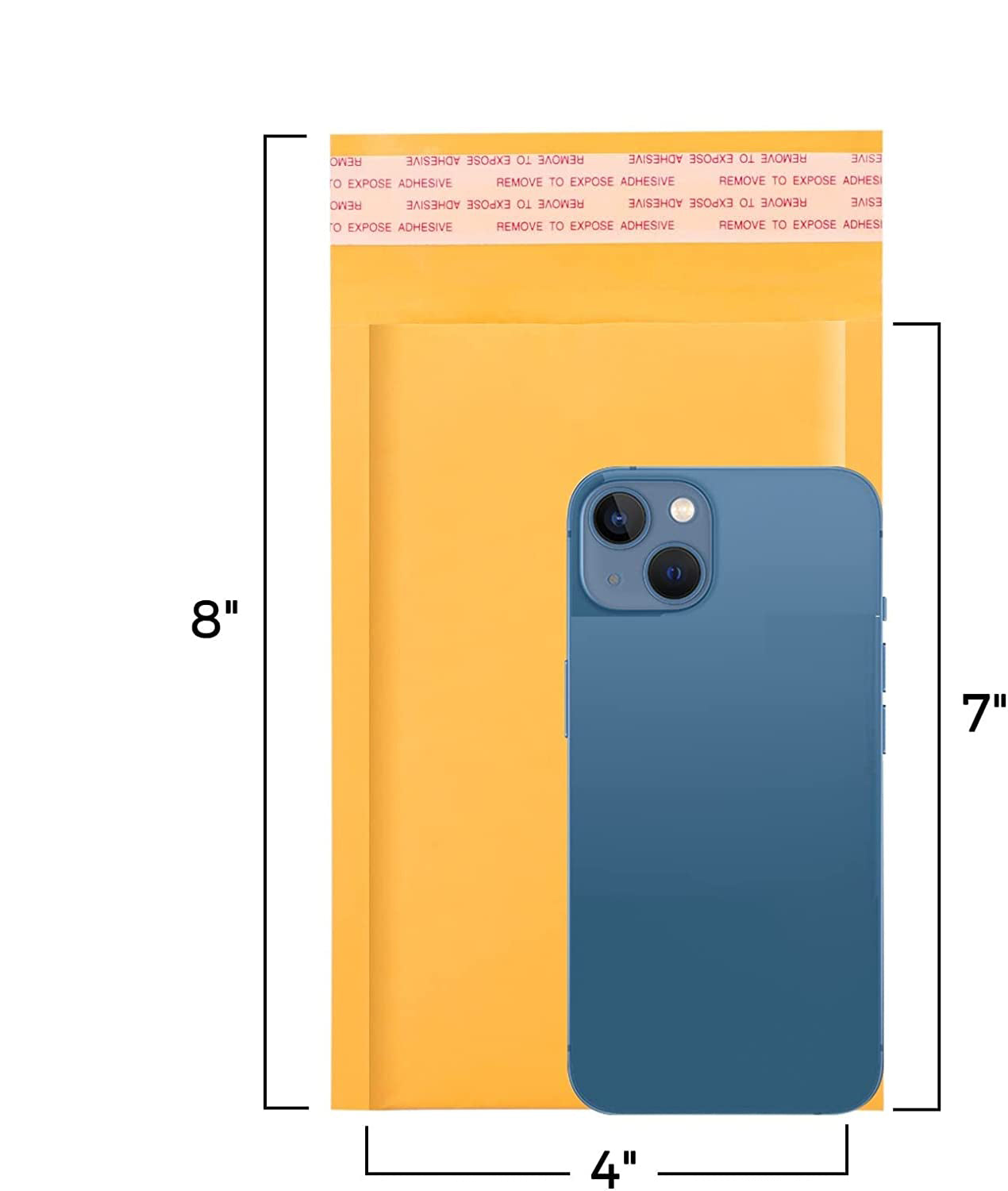 4x8  Kraft Bubble Mailer Padded Envelope  #000 | Usable Size 4x7" | Yellow