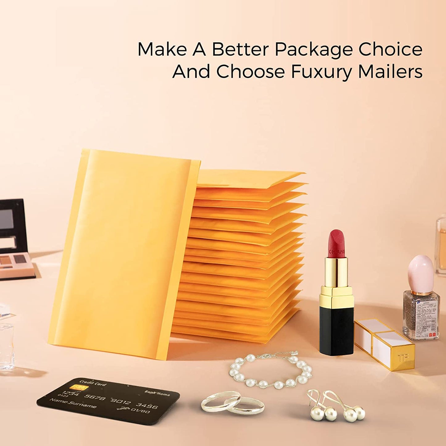 4x8  Kraft Bubble Mailer Padded Envelope  #000 | Usable Size 4x7" | Yellow