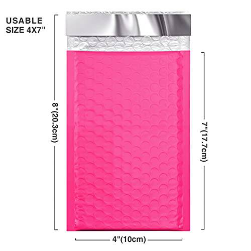 4x8 Bubble Mailer Padded Envelope  #000 | Usable Size 4x7"| Hot Pink