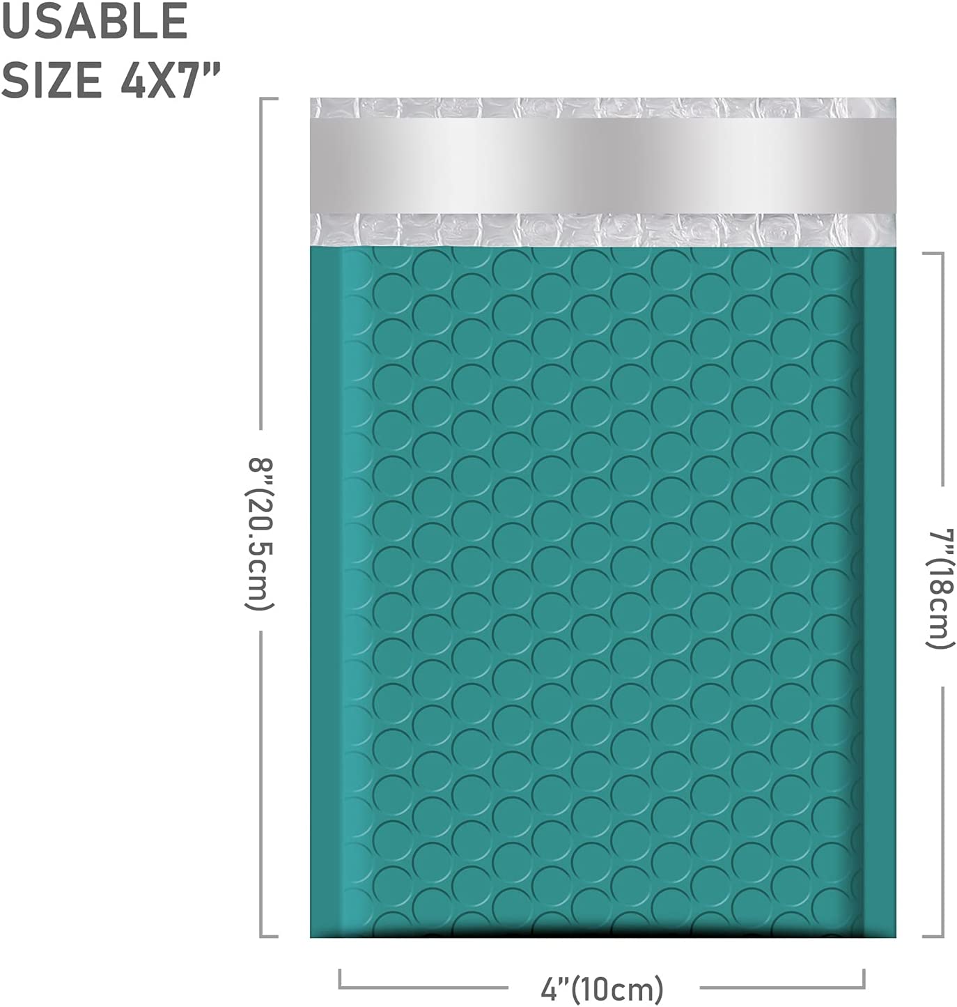 4x8 Bubble Mailer Padded Envelope  #000 | Usable Size 4x7"| Turquoise Green