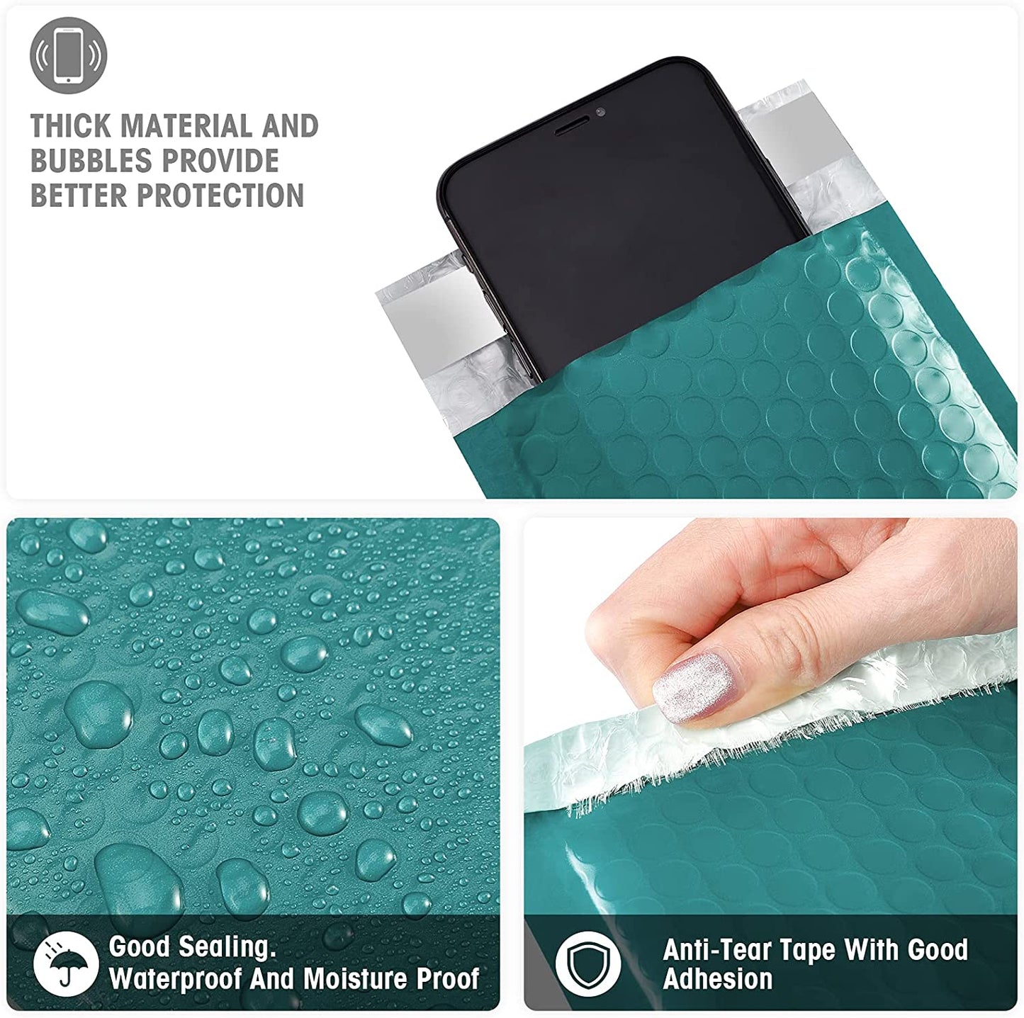 4x8 Bubble Mailer Padded Envelope  #000 | Usable Size 4x7"| Turquoise Green