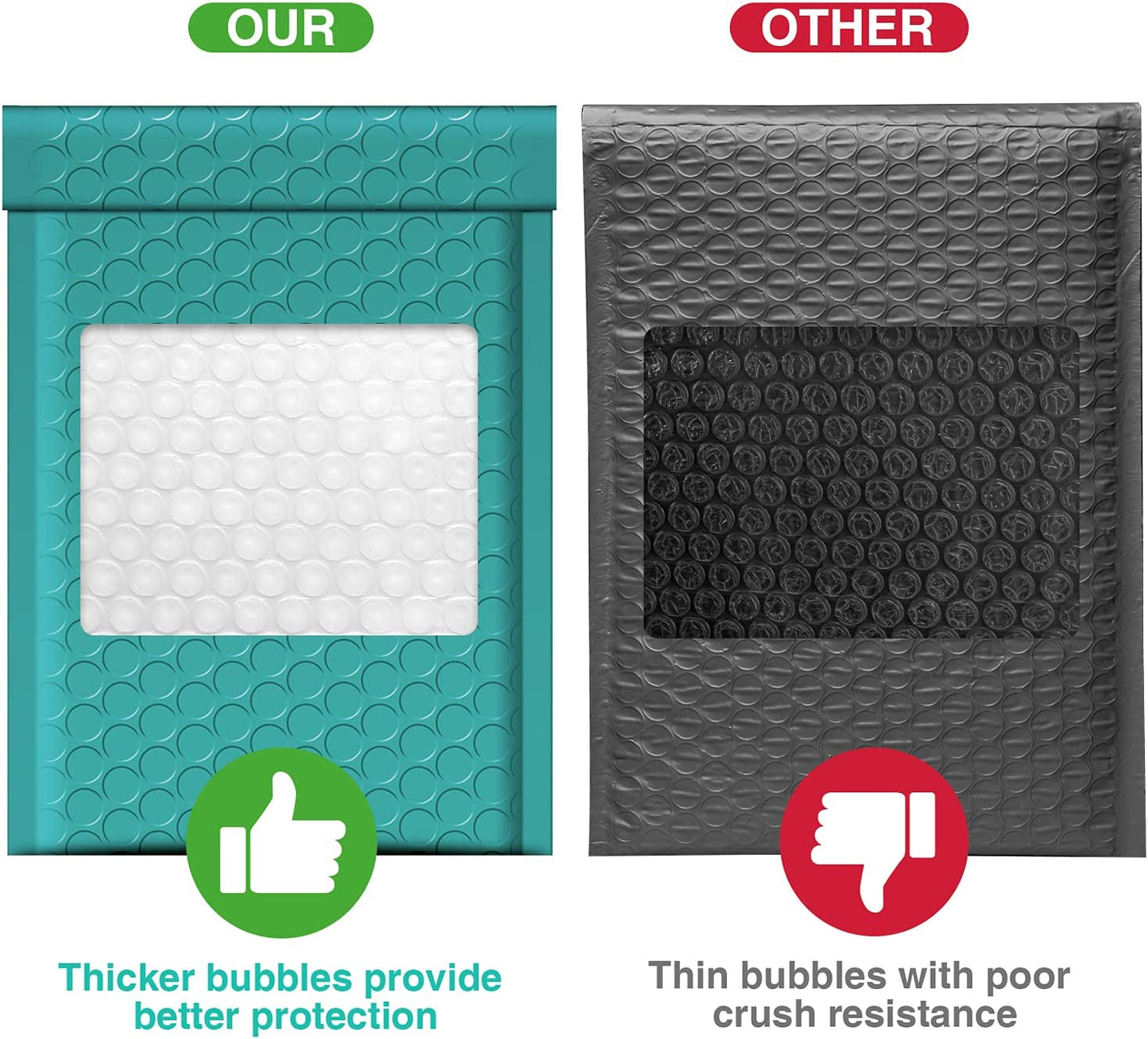 4x8 Bubble Mailer Padded Envelope  #000 | Usable Size 4x7"| Turquoise Green