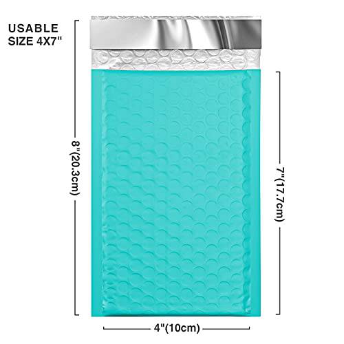 4x8 Bubble Mailer Padded Envelope  #000 | Usable Size 4x7"| Teal