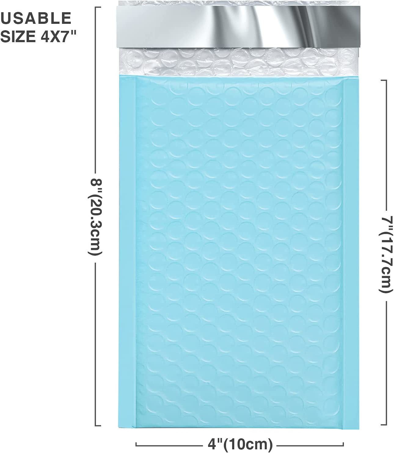 4x8 Bubble Mailer Padded Envelope  #000 | Usable Size 4x7"| Light Blue
