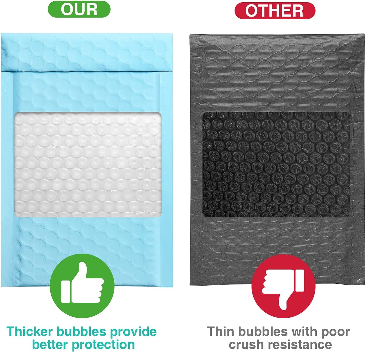 4x8 Bubble Mailer Padded Envelope  #000 | Usable Size 4x7"| Light Blue