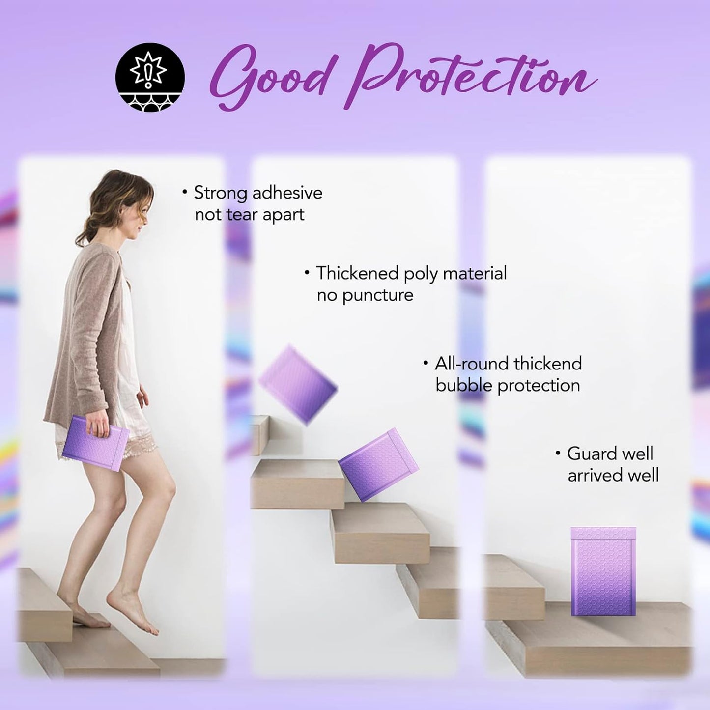 4x8 Bubble-Mailer Padded Envelope #000 | Usable Size 4x7" | Gradient Purple