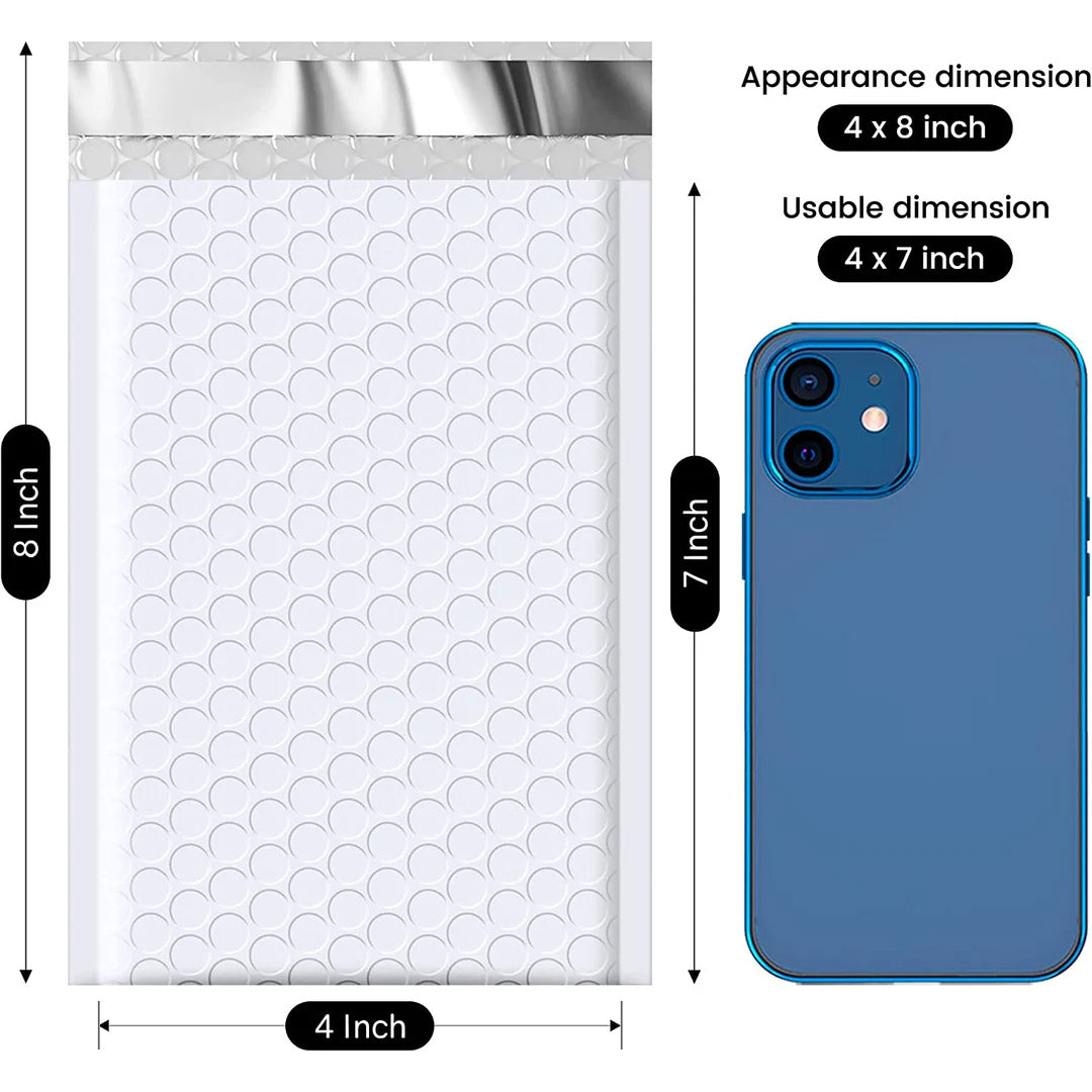 4x8 Inch Bubble Mailers  #000 | Usable Size 4x7"