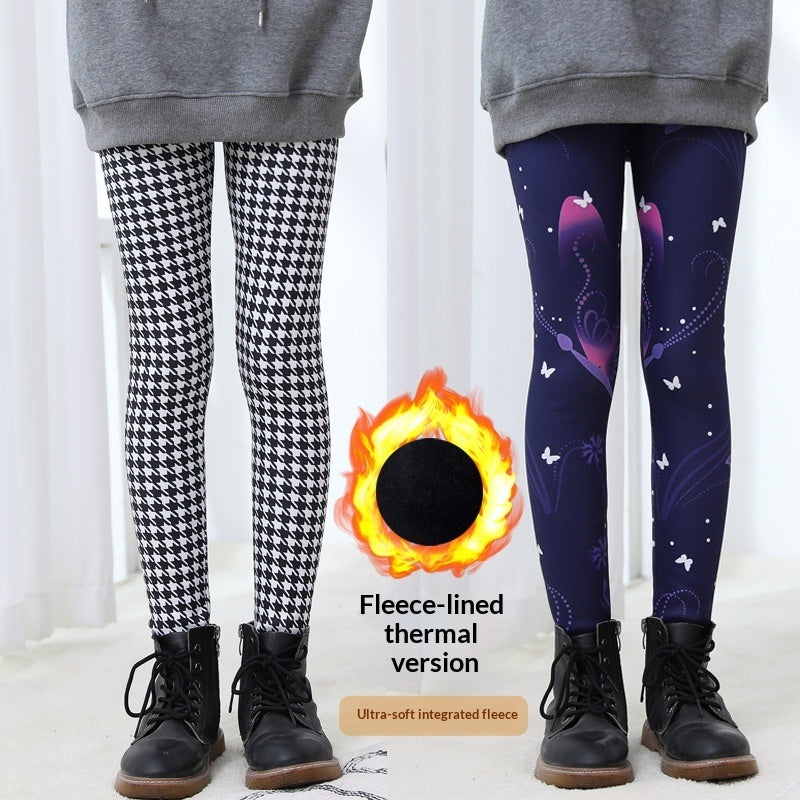 Basic Fleece-lined Extra-thick Childrens Leggings