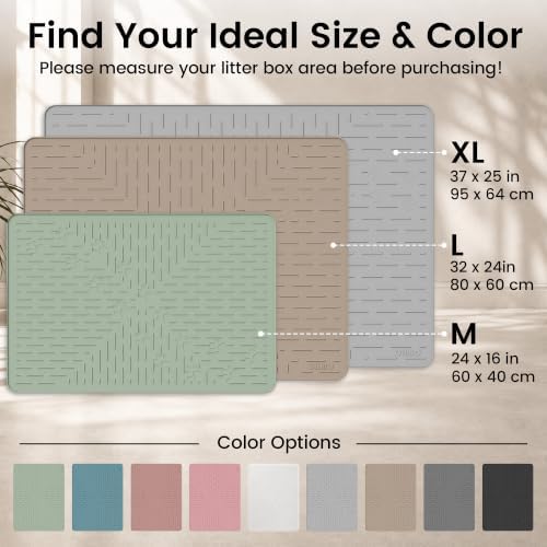 OHMO Large Cat Litter Mat, 31.5x23.6 Silicone Trapping Mat Grey