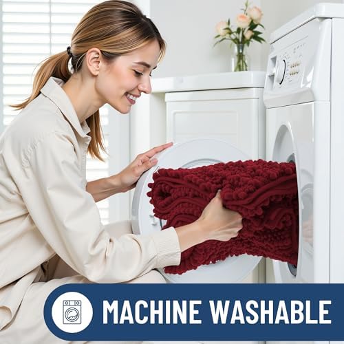 Smiry Bathroom Toilet Rugs U Shaped 24X20, Chenille Bath mats