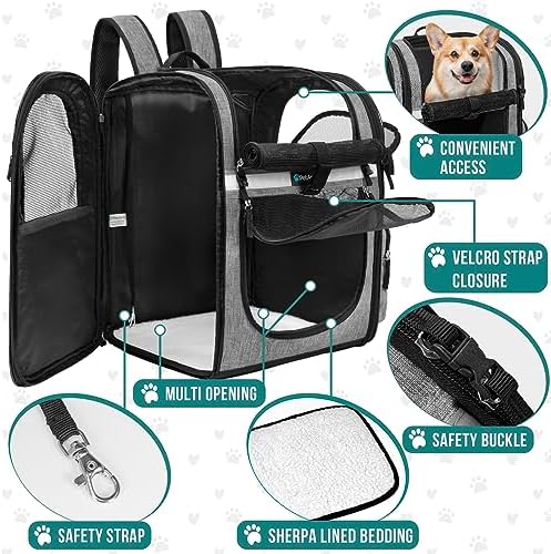 PetAmi Dog Backpack Carrier for Cats, 4-Way Entry Ventilated, 18 lbs