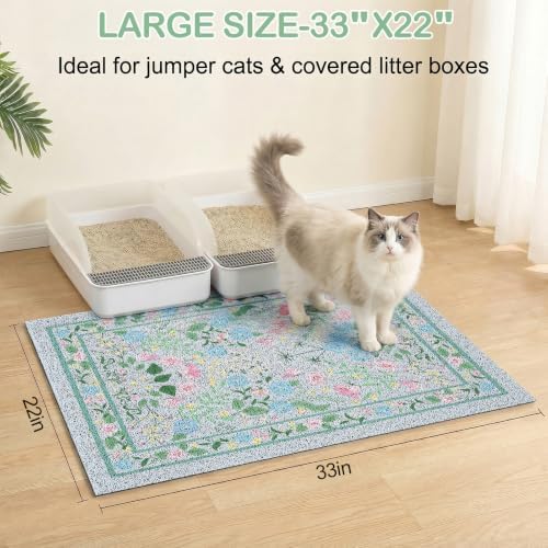 Glittme Cat Litter Mat 33"x22" Non-Slip Washable Trapping Mat
