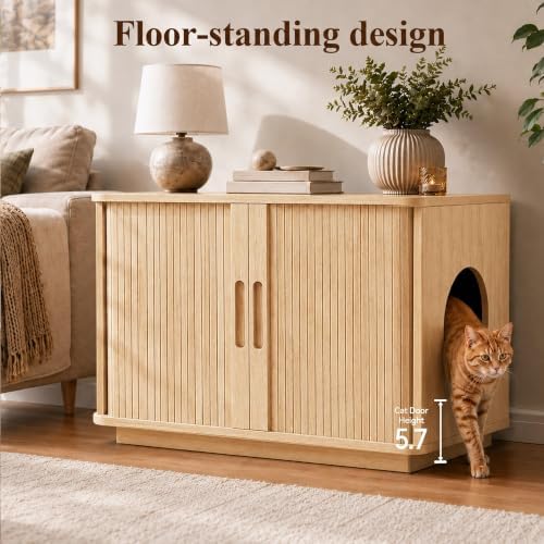 31.5" Litter Box Enclosure, Hidden Cat Furniture Cabinet