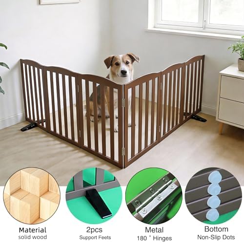Freestanding Dog Gate Indoor, Doggie Gate Foldable Pet Gates
