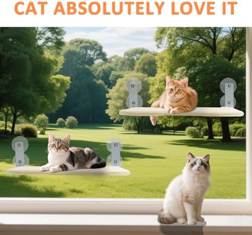 Cat Window Perch, Cordless Foldable Cat Window Hammock, Sturdy Metal Frame