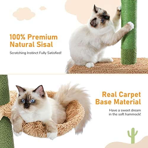 PAWZ Road Cactus Floor-to-Ceiling Cat Tree 5-Tier Cat Tower