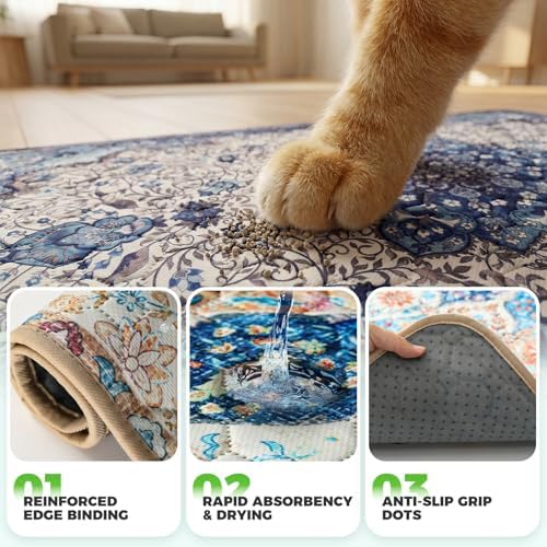 Hompet Cat Litter Mat 2 Pack, 18x54 Large Machine Washable Trapping Mats