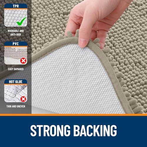 OLANLY Bathroom Runner Rugs 47x17, Extra Soft Absorbent Chenille Bath Rugs