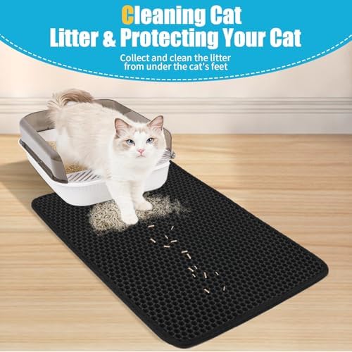 Cat Litter Mat 26"x46.5", Double Layer Waterproof Litterbox Mat