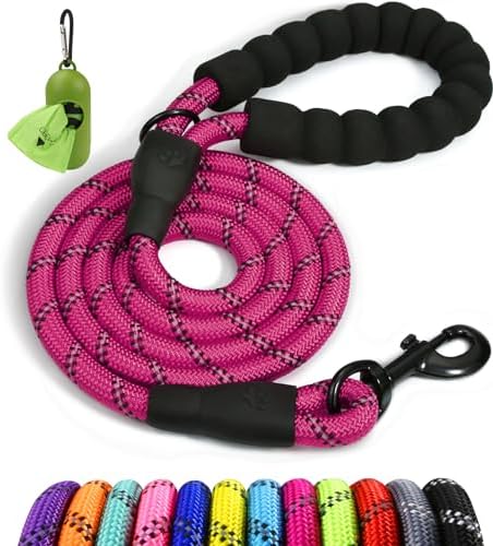 Taglory Rope Dog Leash for Medium Large Dogs, 4 FT Padded Handle