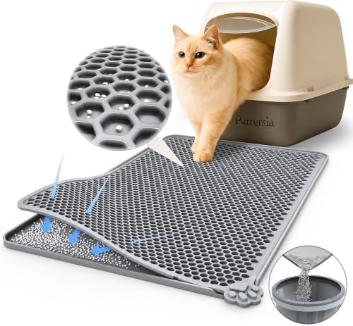 Silicone Cat Litter Mat 24x15" Double Layer Honeycomb Non-Slip