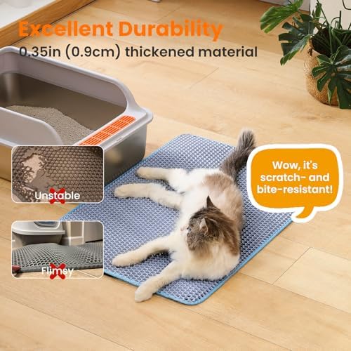 Extra Large Cat Litter Mat, Double Layer Honeycomb Design