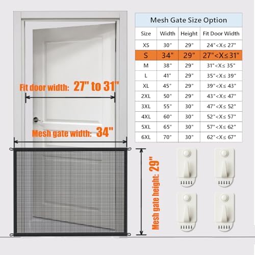 Cupount Dog Screen Mesh Gate for House, Stairs and Doorways, 29 x 34 in